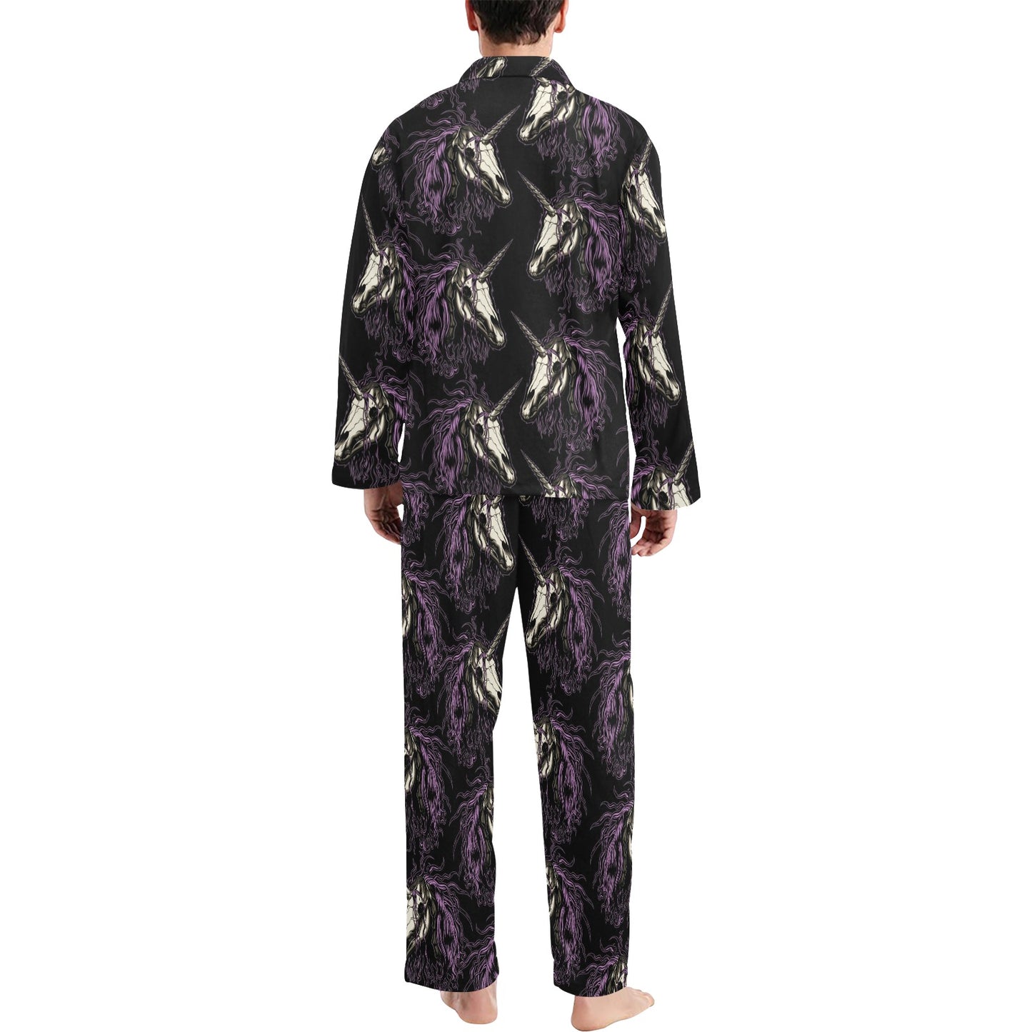 Unicorn Skull head Men's Long Pajama Set