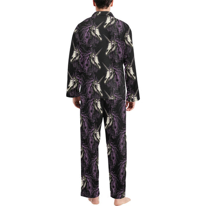 Unicorn Skull head Men's Long Pajama Set