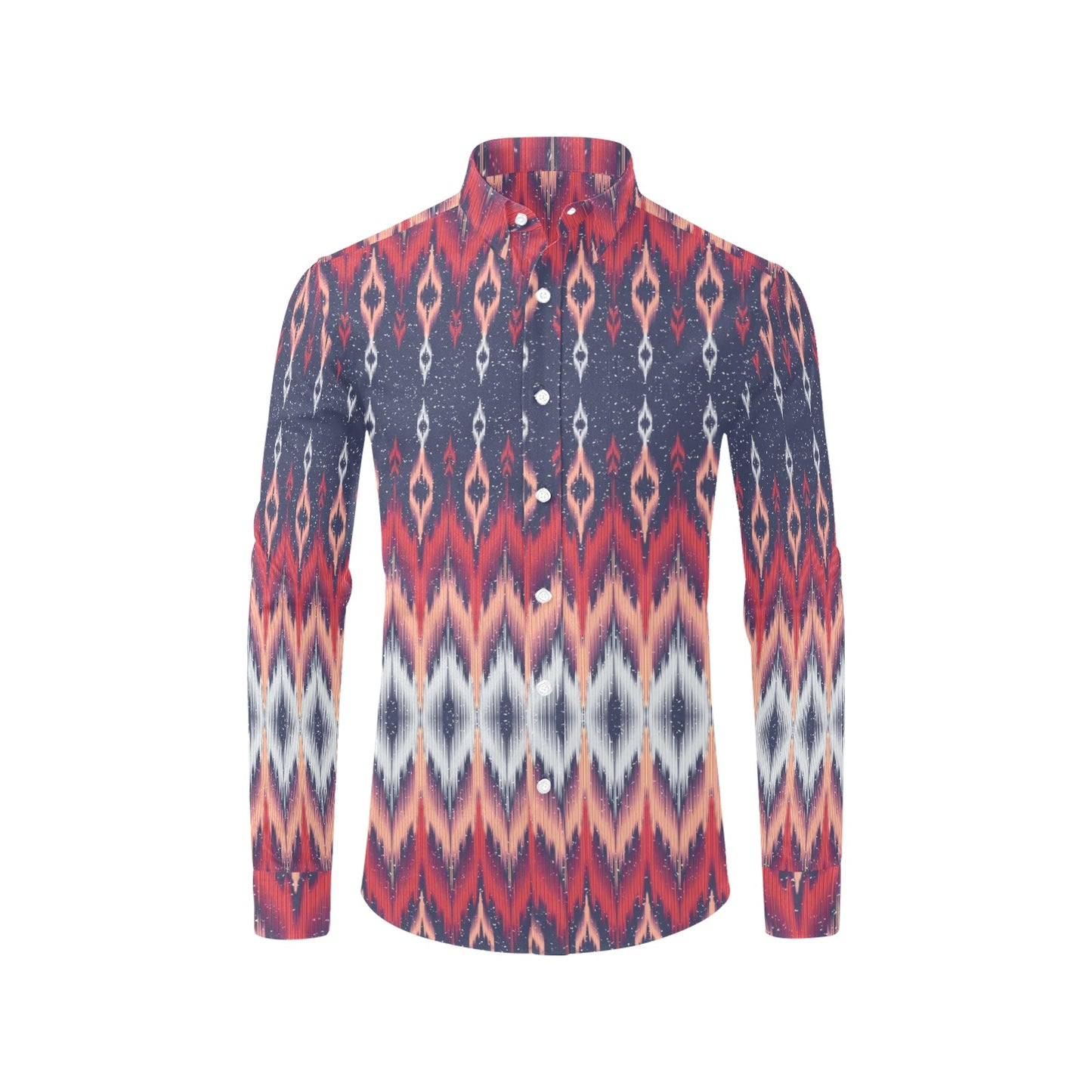 Ikat Print Design LKS401 Men's Long Sleeve Dress Shirt