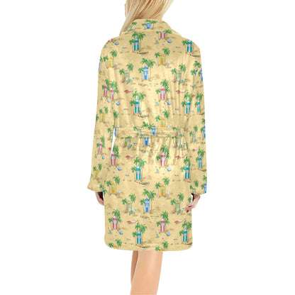 Beach Themed Pattern Print Design 01 Women's Fleece Robe