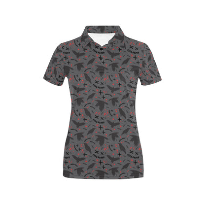 Crow Pattern Print Design 02 Women's Polo Shirt
