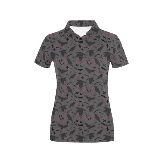 Crow Pattern Print Design 02 Women's Polo Shirt