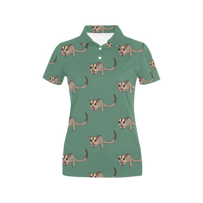 Sugar Glider Pattern Print Design 01 Women's Polo Shirt