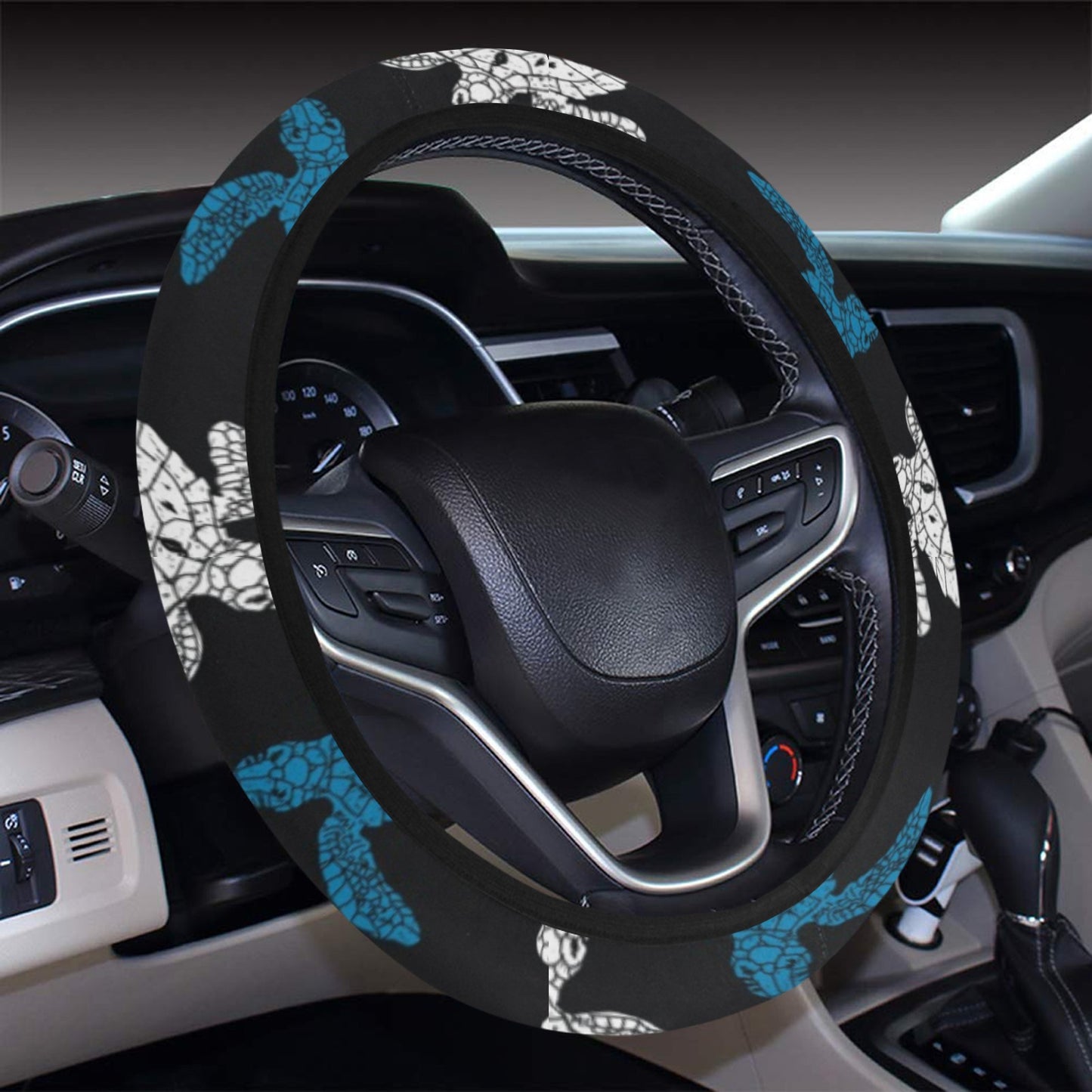 Sea Turtle Print Design LKS306 Steering Wheel Cover with Elastic Edge