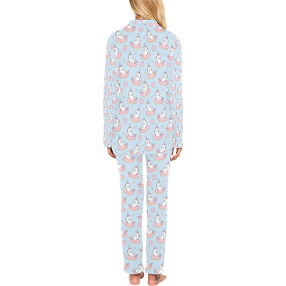 Unicorn Print Design LKS303 Women's Long Pajama Set