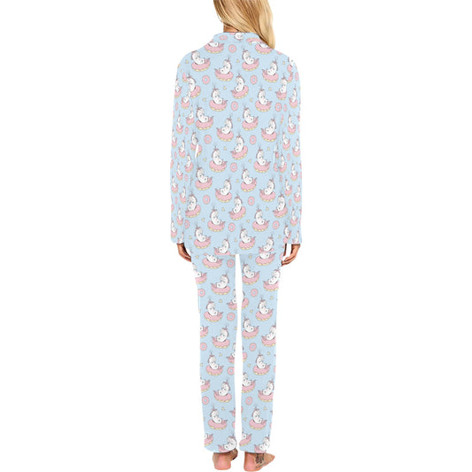 Unicorn Print Design LKS303 Women's Long Pajama Set