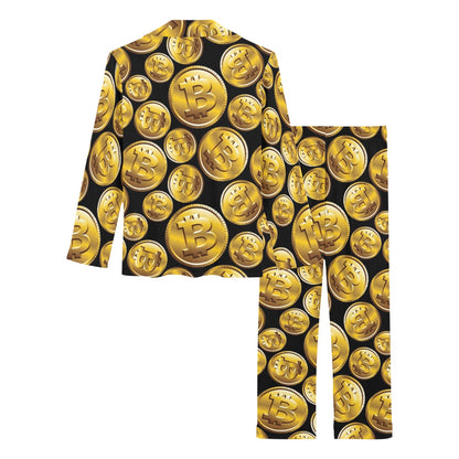 Bitcoin Pattern Print Design DO05 Women's Long Pajama Set