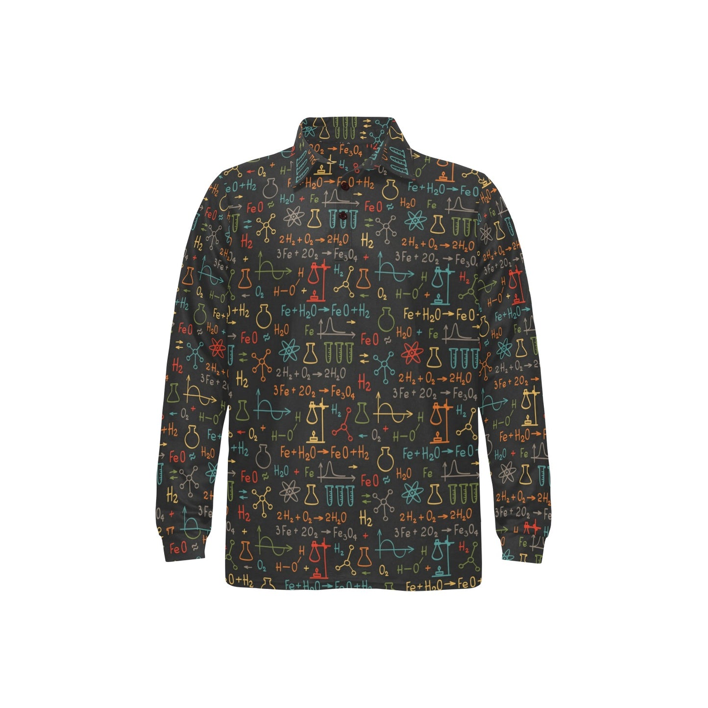 Chemical Pattern Print Design 03 Long Sleeve Polo Shirt For Men's