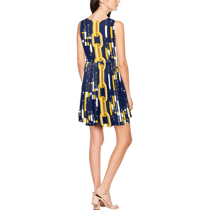 Cryptocurrency Chain Pattern Print Design 03 Sleeveless Dress