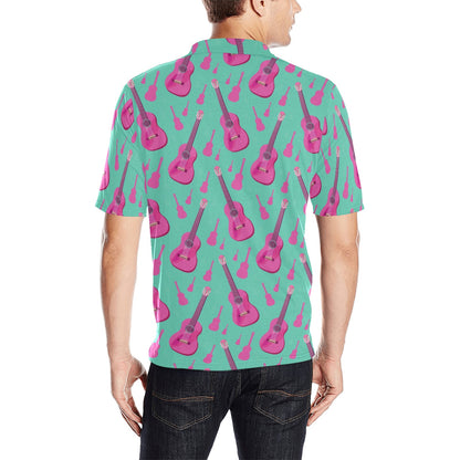 Acoustic Guitar Print Design LKS405 Men Polo Shirt