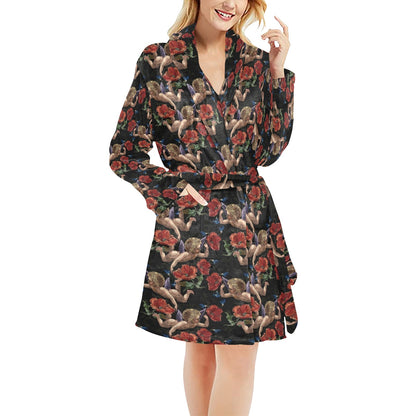 Cupid Pattern Print Design 05 Women's Fleece Robe