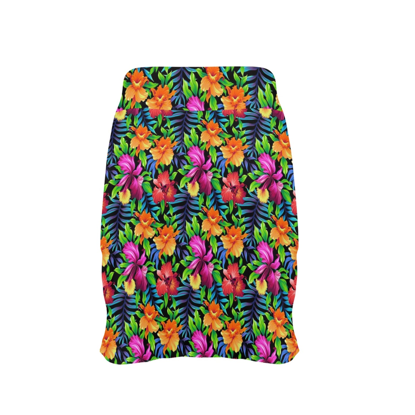 Tropical Folower Colorful Print 17" Golf & Pickleball Skort with Pockets