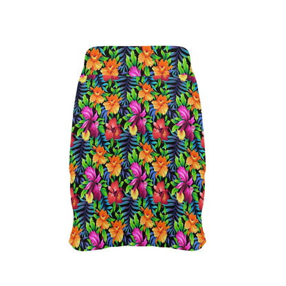 Tropical Folower Colorful Print 17" Golf & Pickleball Skort with Pockets