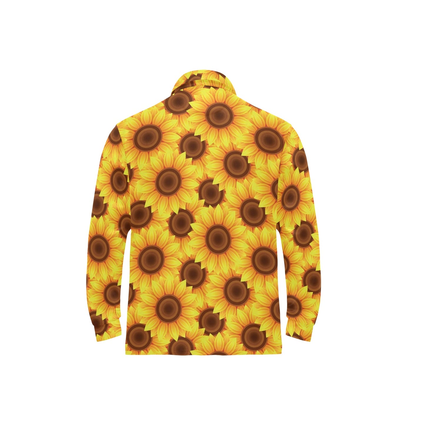 Sunflower Pattern Print Design SF07 Long Sleeve Polo Shirt For Men's