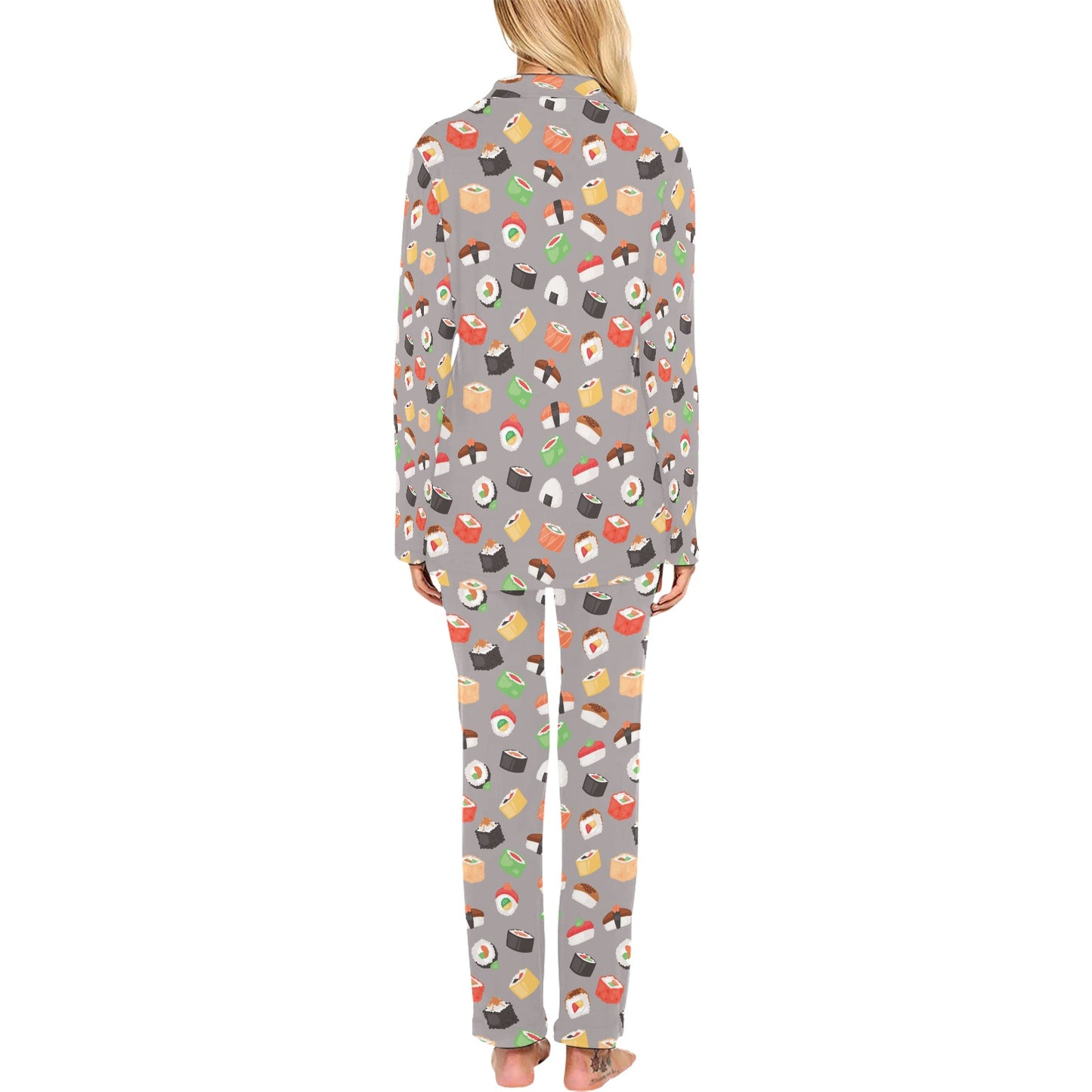 Sushi Print Design LKS307 Women's Long Pajama Set