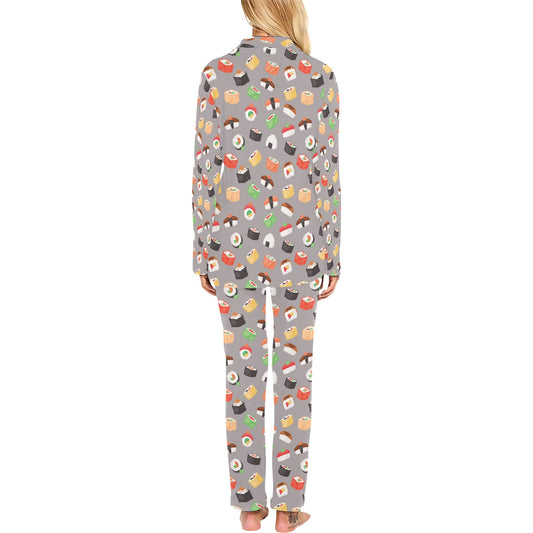 Sushi Print Design LKS307 Women's Long Pajama Set