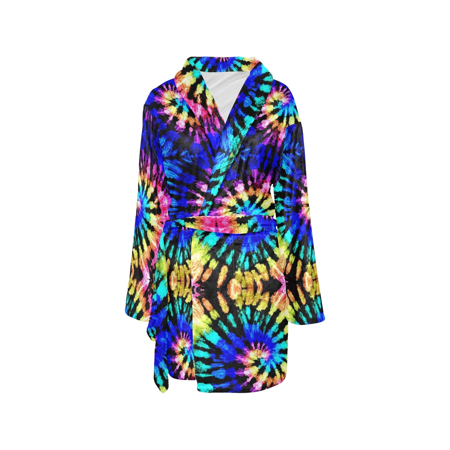 Tie Dye Rainbow Design Print Women's Fleece Robe
