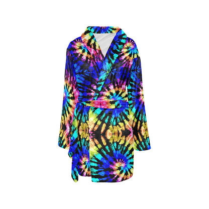 Tie Dye Rainbow Design Print Women's Fleece Robe