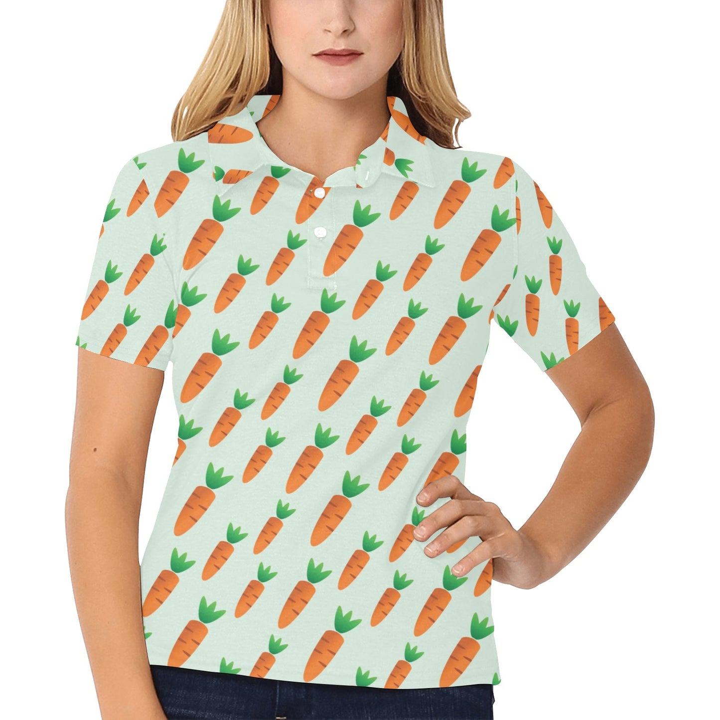 Carrot Pattern Print Design 05 Women's Polo Shirt