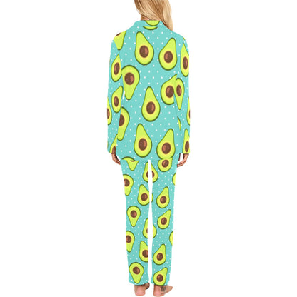 Avocado Pattern Print Design AC012 Women's Long Pajama Set