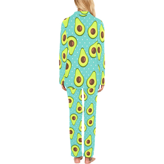 Avocado Pattern Print Design AC012 Women's Long Pajama Set
