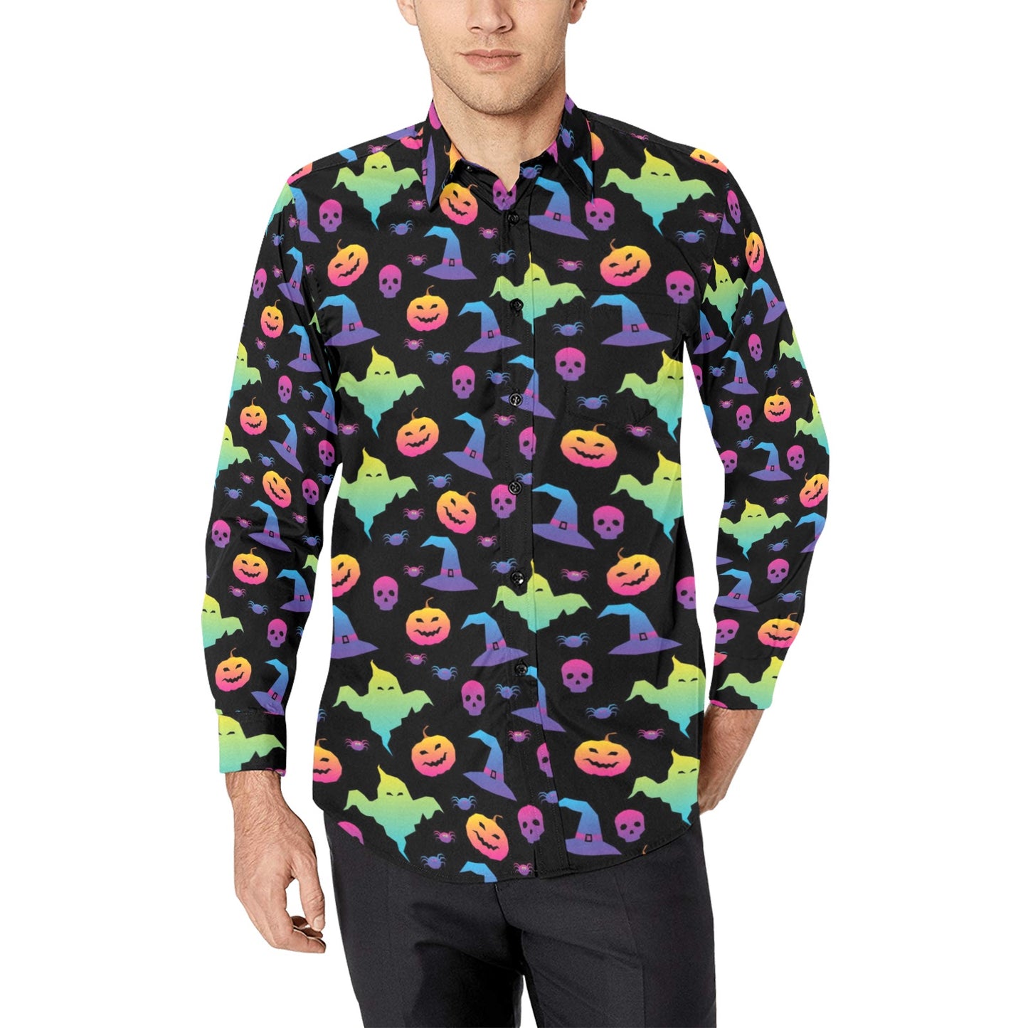 Halloween Print Design LKS404 Men's Long Sleeve Dress Shirt