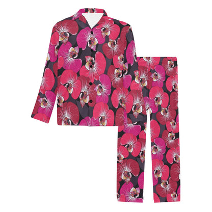 Orchid Red Pattern Print Design OR05 Men's Long Pajama Set