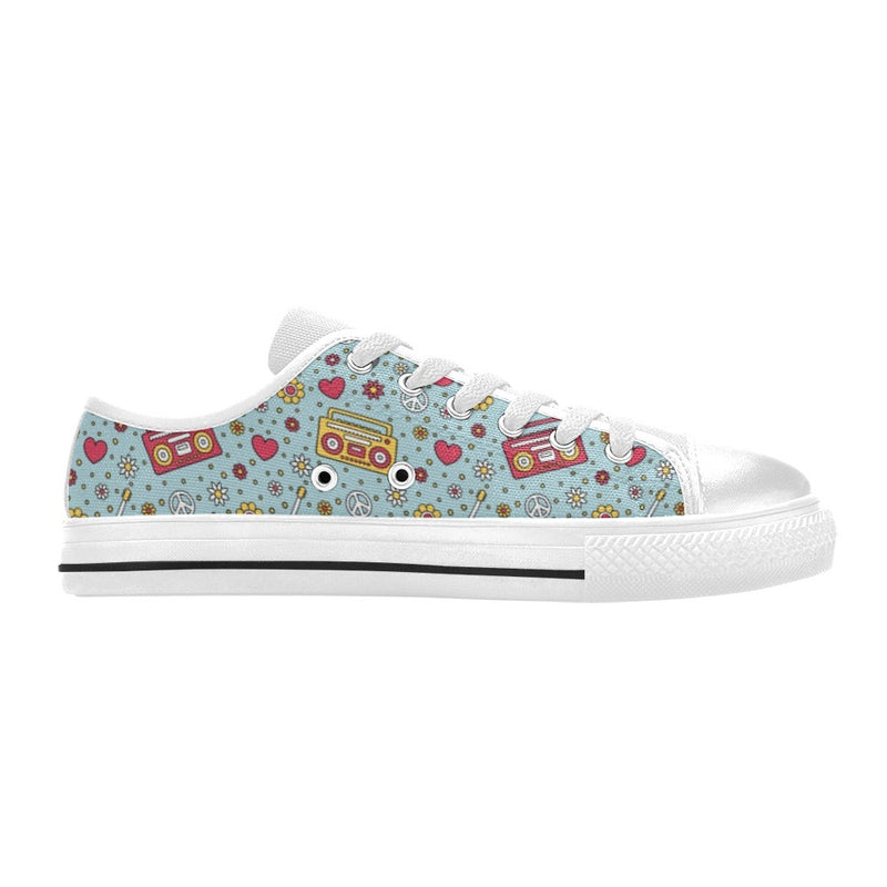 Hippie Print Design LKS307 Women's White Low Top Shoes