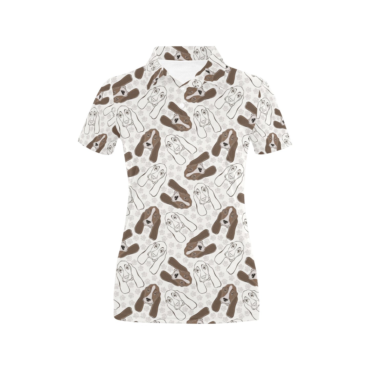 Basset Hound Pattern Print Design 01 Women's Polo Shirt