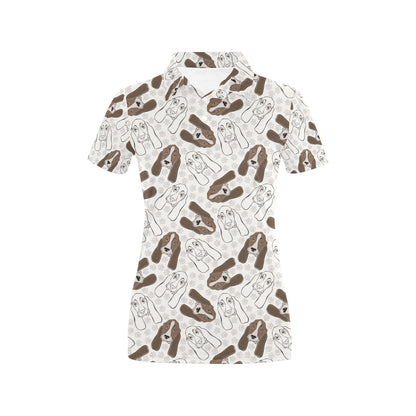 Basset Hound Pattern Print Design 01 Women's Polo Shirt