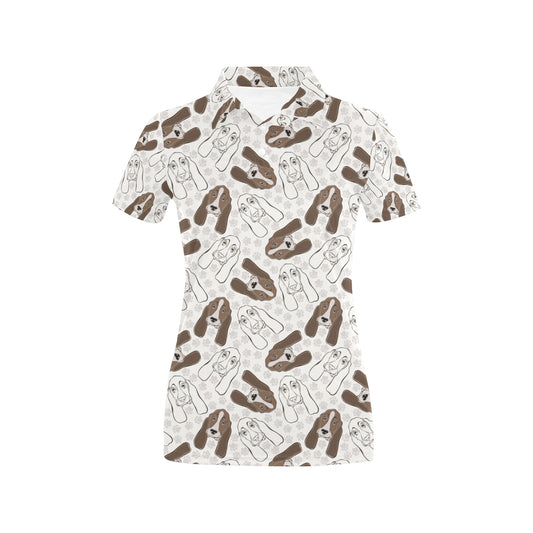 Basset Hound Pattern Print Design 01 Women's Polo Shirt