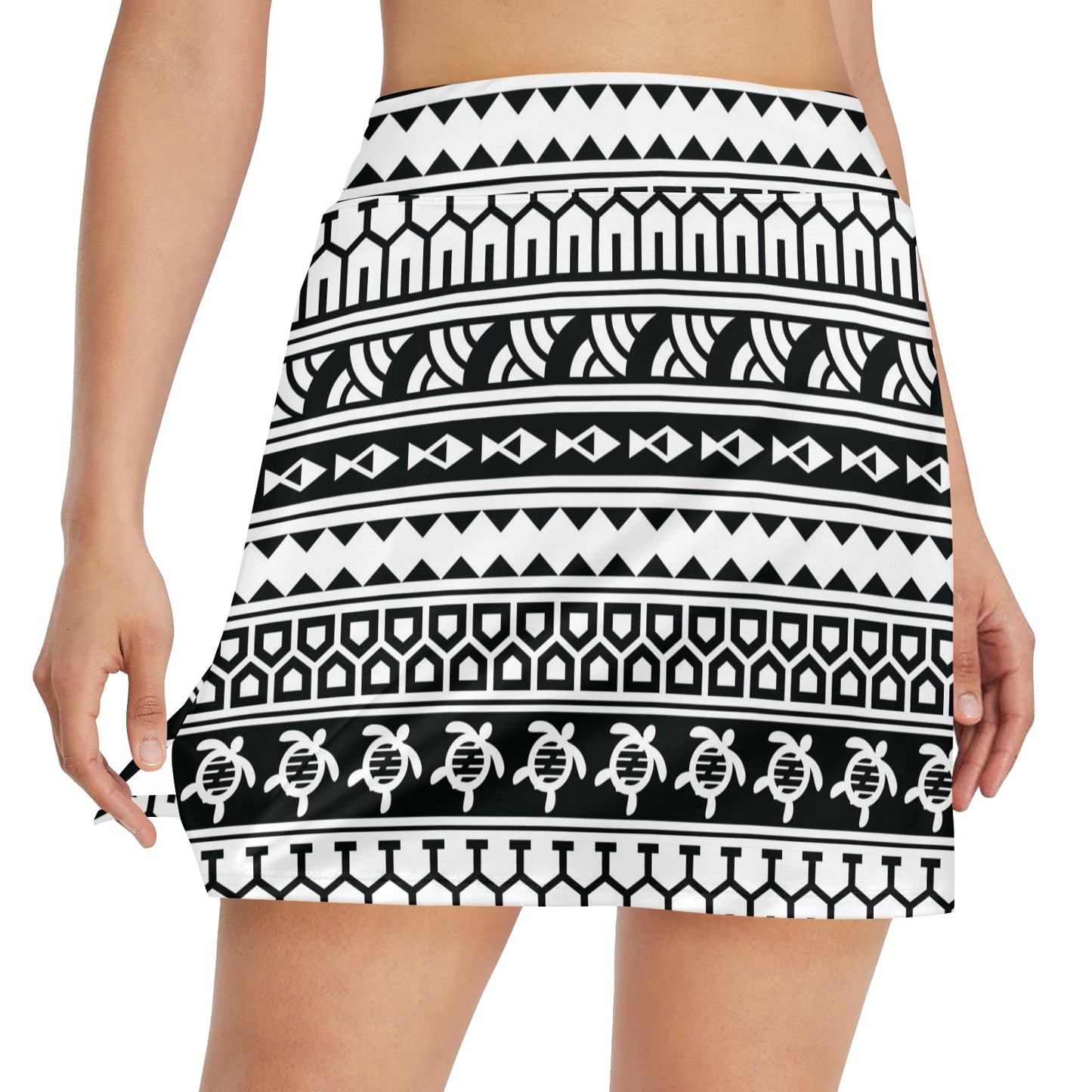 Samoan Pattern Print Design LKS303 17" Golf & Pickleball Skort with Pockets