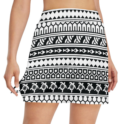 Samoan Pattern Print Design LKS303 17" Golf & Pickleball Skort with Pockets