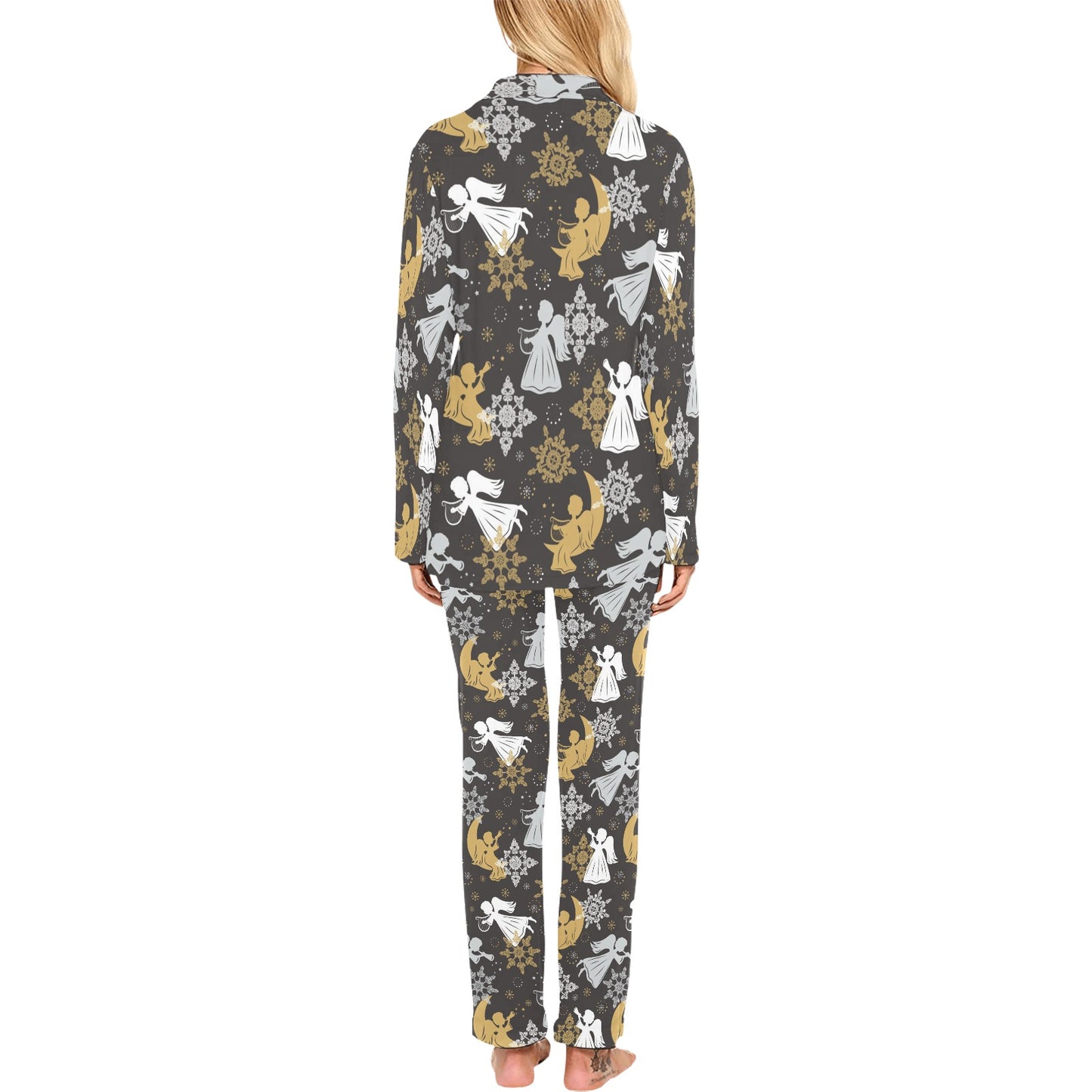Angel Pattern Print Design 04 Women's Long Pajama Set