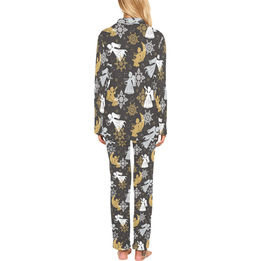 Angel Pattern Print Design 04 Women's Long Pajama Set