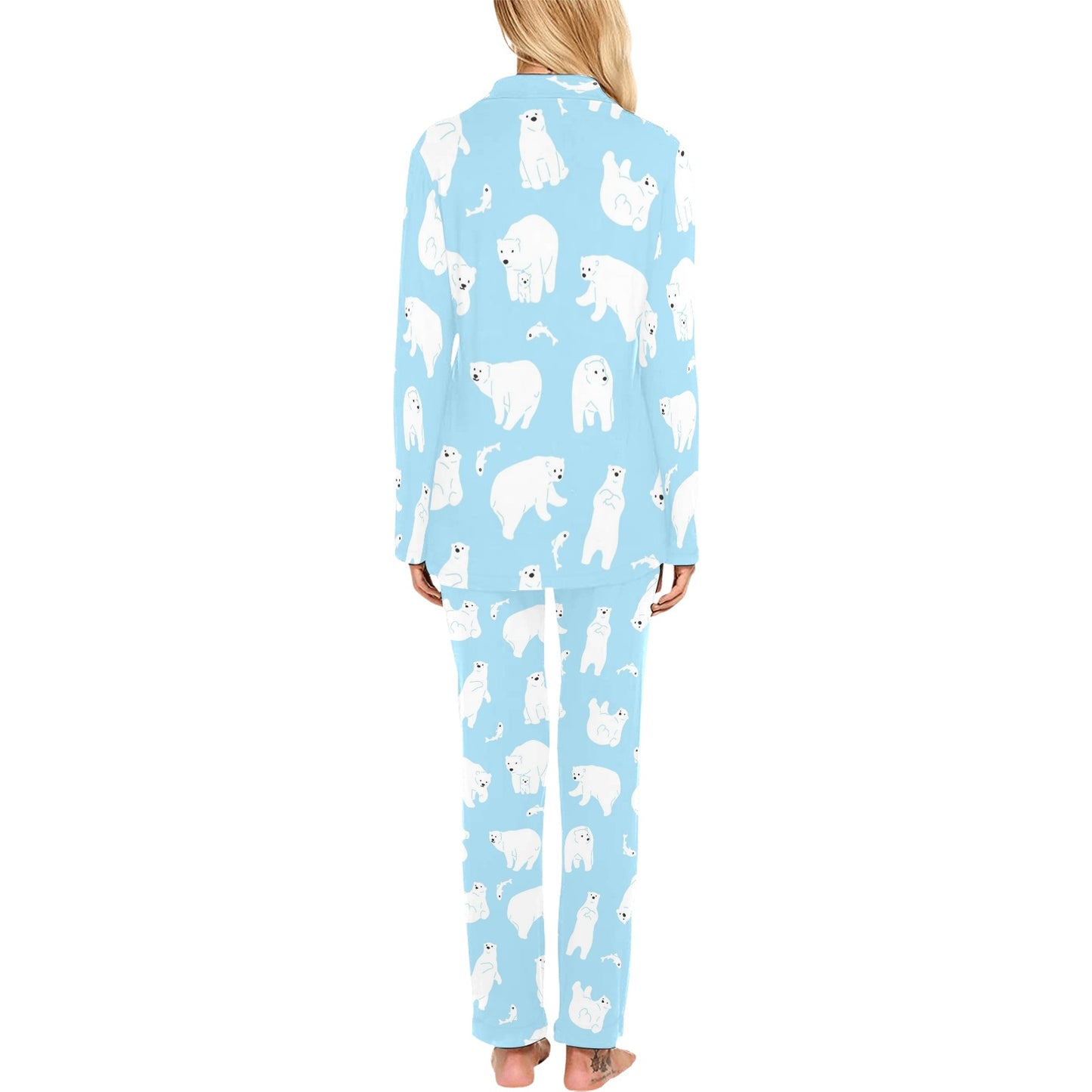 Polar Bear Pattern Print Design PB01 Women's Long Pajama Set