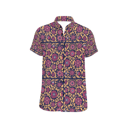 Suzani Print Design LKS303 Men Short Sleeve Button Up Shirt