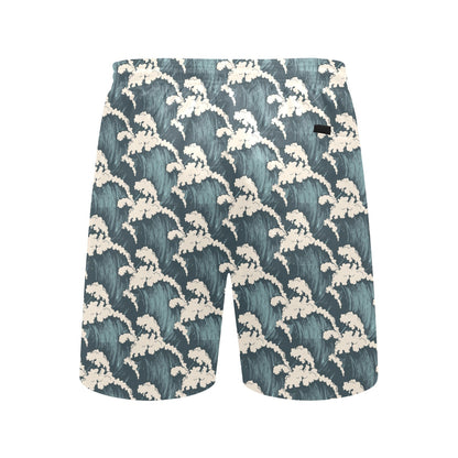 Wave Art Print Men's Swim Trunks Beach Shorts