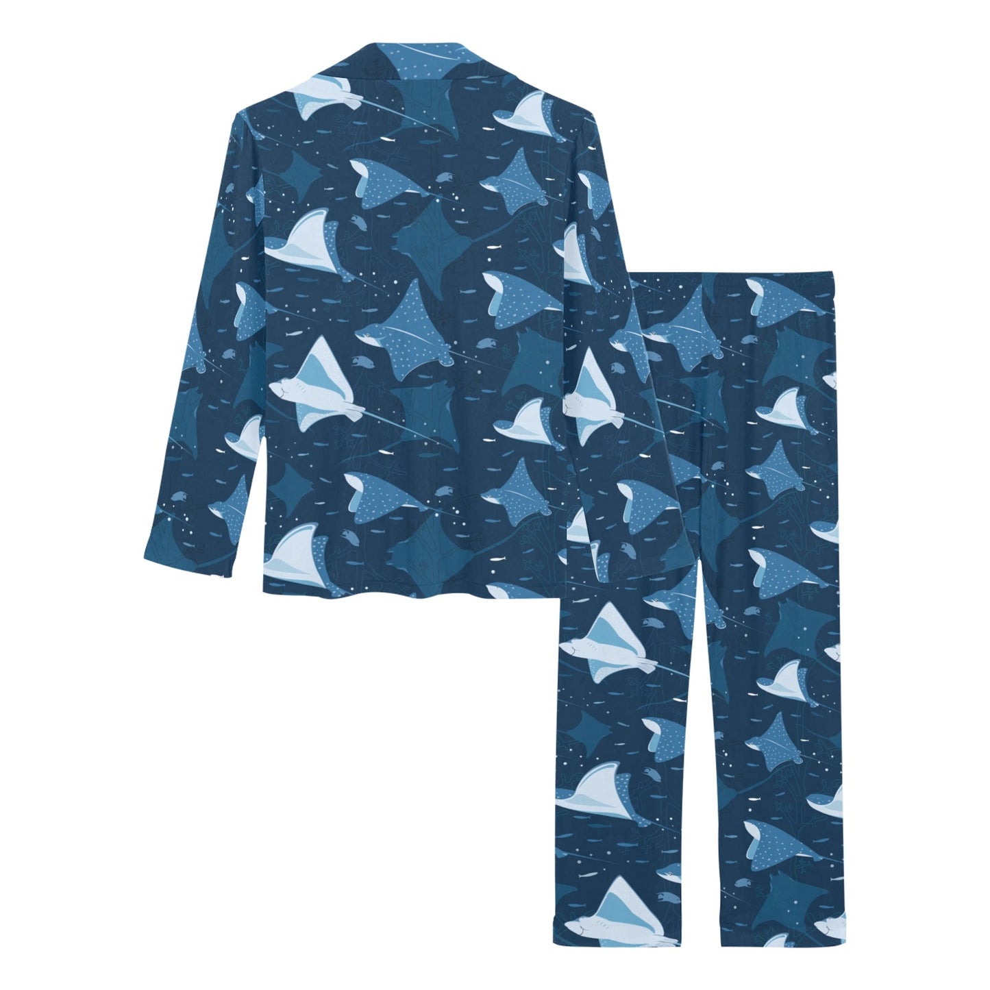 Manta Ray Pattern Print Design 02 Women's Long Pajama Set