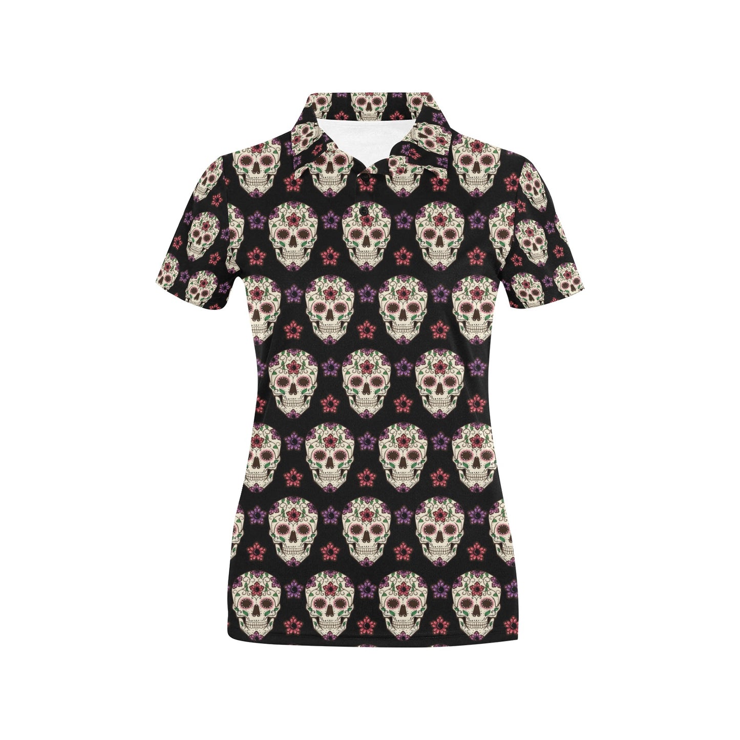 Sugar Skull Print Design LKS304 Women's Polo Shirt