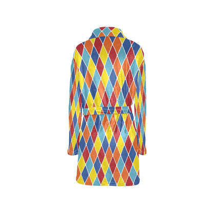 Harlequin Pattern Print Design 01 Women's Fleece Robe