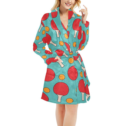 Ping Pong Pattern Print Design A01 Women's Fleece Robe