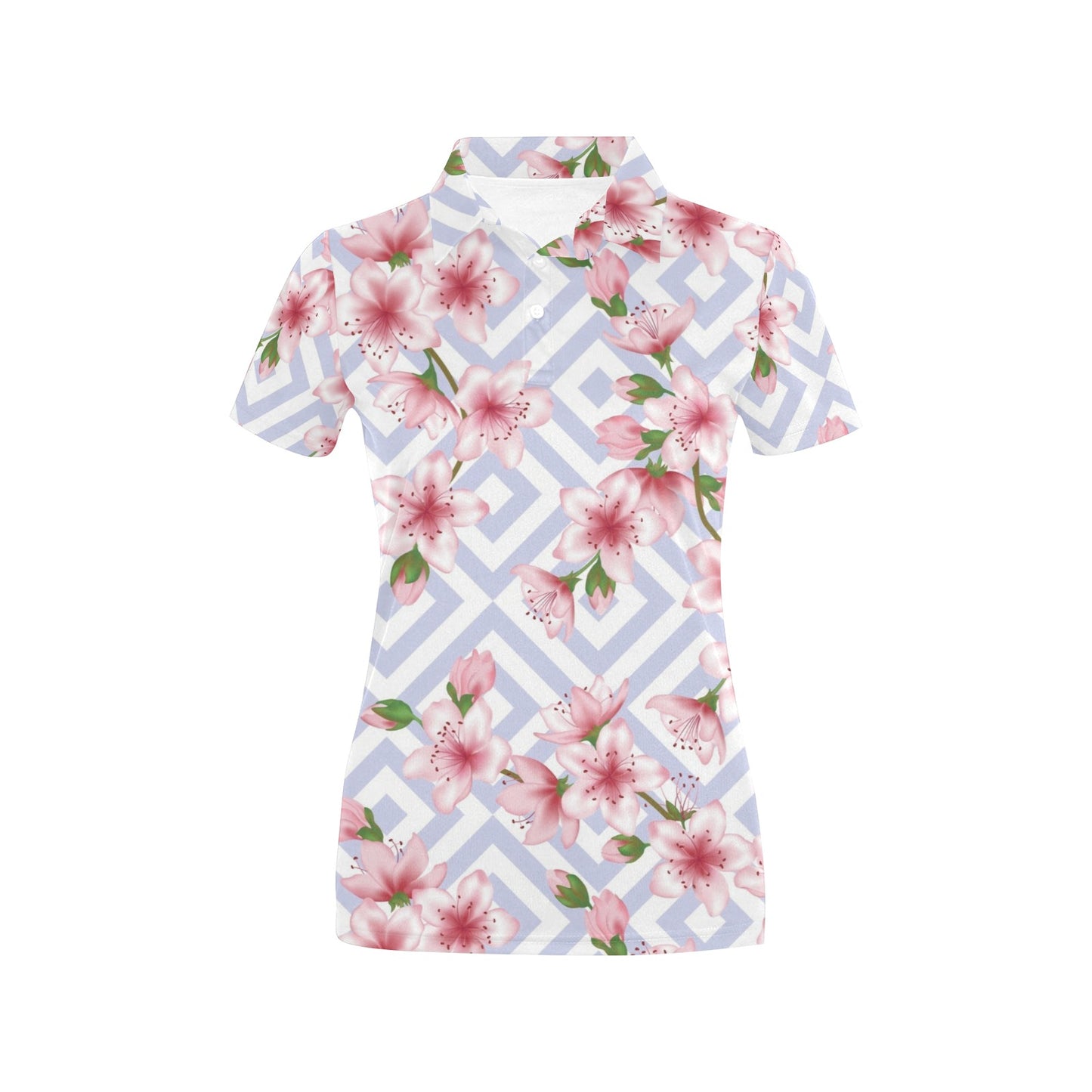 Cherry Blossom Pattern Print Design CB07 Women's Polo Shirt