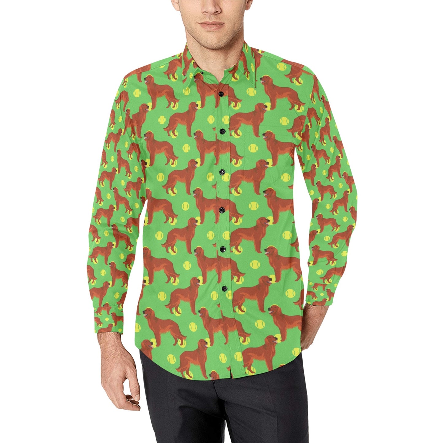 Setters Irish Print Design LKS302 Men's Long Sleeve Dress Shirt