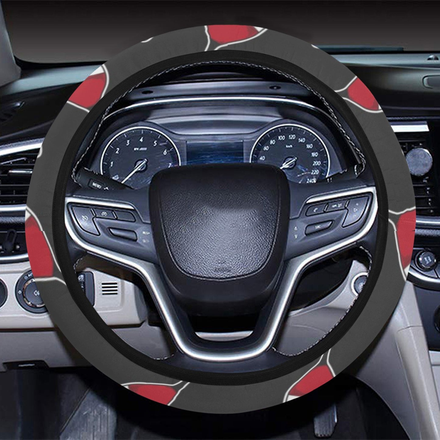 Wine Print Design LKS308 Steering Wheel Cover with Elastic Edge