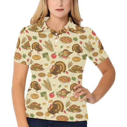 Turkey Pattern Print Design 02 Women's Polo Shirt