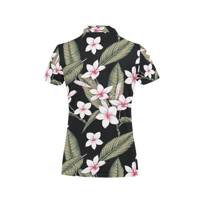 Plumeria Pattern Print Design PM021 Women's Polo Shirt