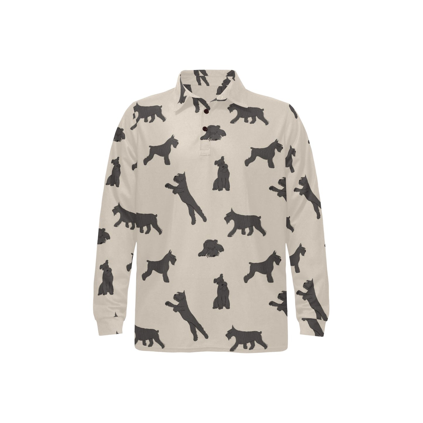 Schnauzers Pattern Print Design A06 Long Sleeve Polo Shirt For Men's