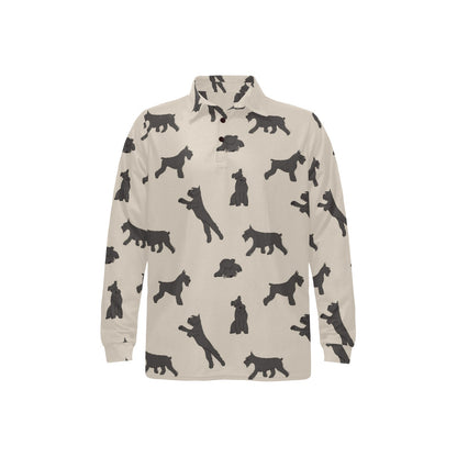 Schnauzers Pattern Print Design A06 Long Sleeve Polo Shirt For Men's
