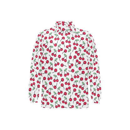 Cherry Pattern Print Design 03 Long Sleeve Polo Shirt For Men's